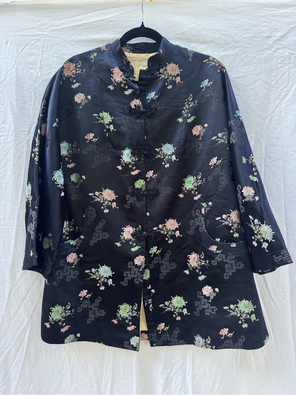 Dynasty for Lord and Taylor Embroidered Black Silk Jacket